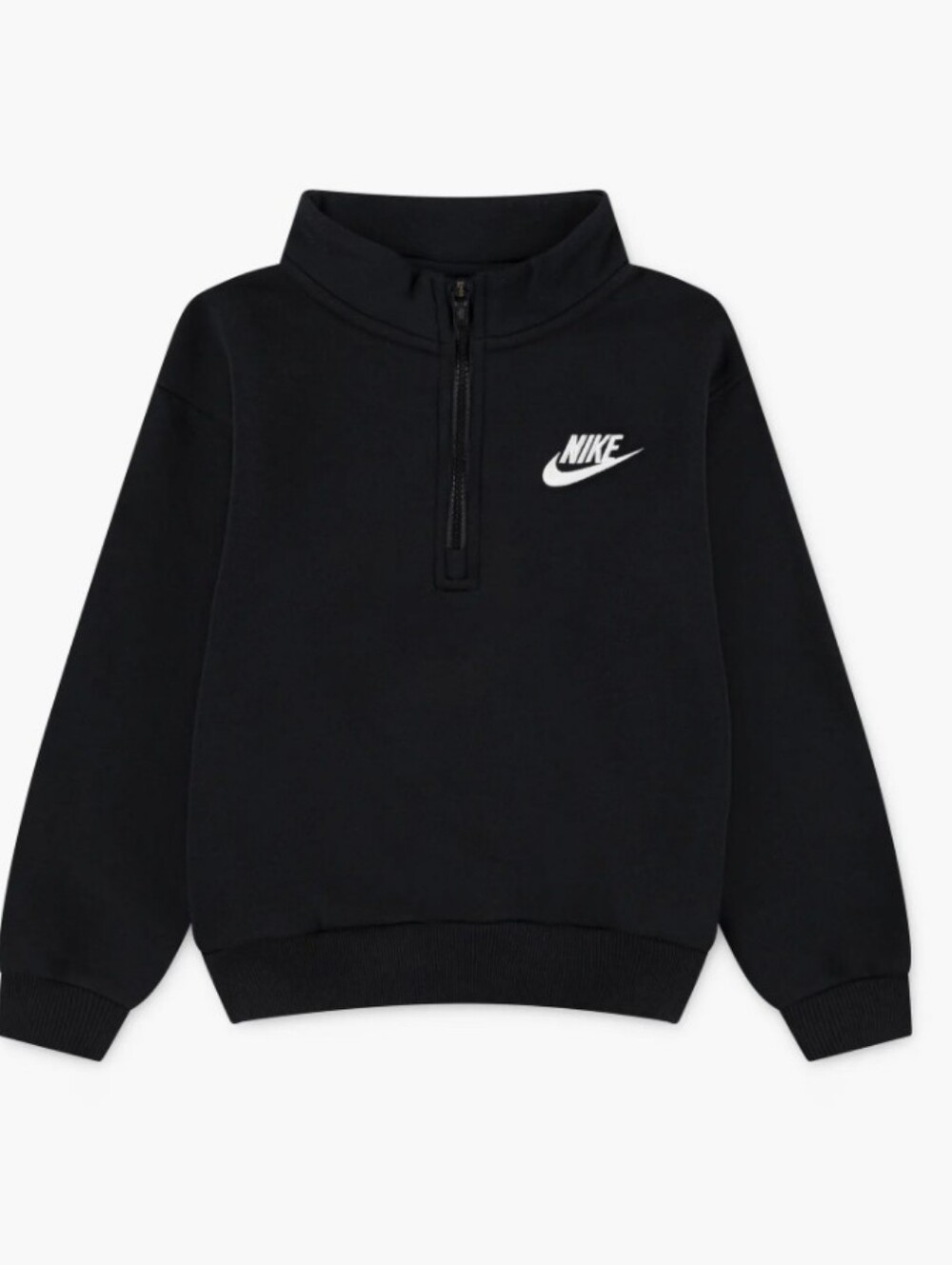 Nike Kids Black Half-Zip Mock Neck Sweatshirt with White Logo